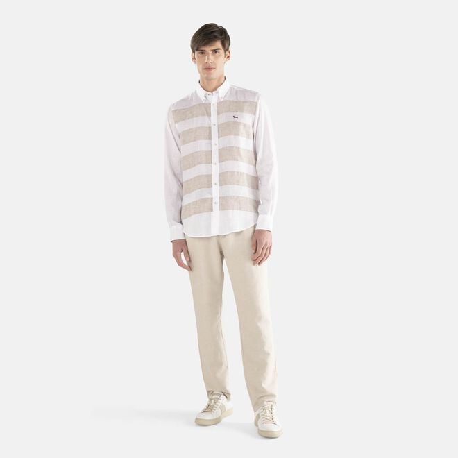 (image for) Genuino Camicia in lino con bande orizzontali in saldo fino al -80%